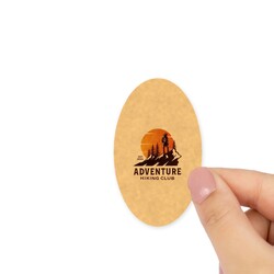 Custom Printed 38 x 64mm Kraft Brown Oval Labels - Self-Adhesive Stickers