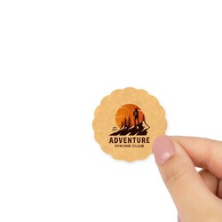 Custom Printed 40mm Kraft Brown Scalloped Circle Labels - Self-Adhesive Stickers