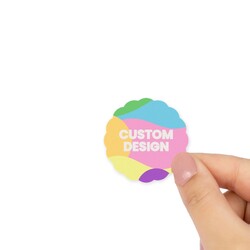 Custom Printed 40mm White Gloss Scalloped Circle Labels - Self-Adhesive Stickers