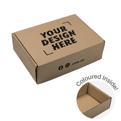Custom Printed - Medium Mailing Box | Gift Box - All in One - Kraft Brown