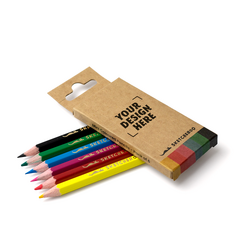 Custom Printed Sketcheroo Mini Coloured Pencils - Assorted Pack of 6