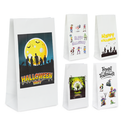 Halloween White Kraft Paper Bag Assorted Pack - Zombies