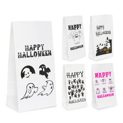 Halloween - White Kraft Paper Bag Assorted Pack - Ghosts