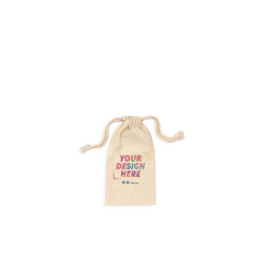 Custom DTG Printed - Natural Calico Bags - 10cm x 20cm with Drawstrings