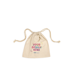 Custom DTG Printed - Natural Calico Bags - 20cm x 20cm with Drawstrings