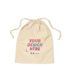 Custom DTG Printed - Natural Calico Bags - 30cm x 40cm with Drawstrings 