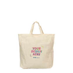 Custom DTG Printed - Natural Calico Bags with Gusset - 37cm x 42cm x 10cm with Two Short Handles 