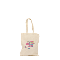 Custom DTG Printed - Natural Calico Bags - 22cm x 26cm with Two Short Handles
