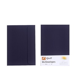 Black C6 Envelopes - Pack of 25 - 80gsm by Quill
