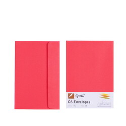 Red C6 Envelopes - Pack of 25 - 80gsm by Quill