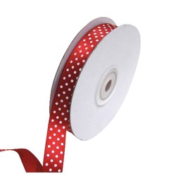 Dots Ribbon - 12mm x 25M - Red with white spots