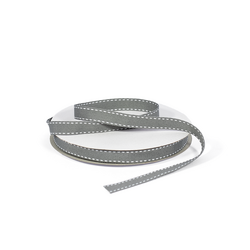 Grosgrain Ribbon - 12mm x 25m - Dark Grey with White Stitch