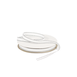 Grosgrain Ribbon - 12mm x 25m - White with Black Stitch 