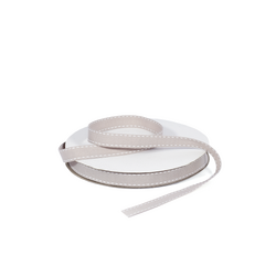 Grosgrain Ribbon - 12mm x 25m - Taupe with White Stitch 