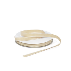 Grosgrain Ribbon - 12mm x 25m - Natural with White Stitch