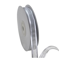 Silver Organza with Satin Edge and Silver Thread Ribbon - 12mm x 25M