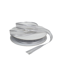 Silver Organza with Satin Edge and Silver Thread Ribbon - 12mm x 25M