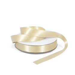 Double Sided Satin Ribbon - Woven Edge - 15mm x 25m - Metallic Champagne