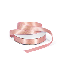 Double Sided Satin Ribbon - Woven Edge - 15mm x 25m - Metallic Rose Pink