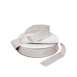 Grosgrain Ribbon  - 25mm x 25m - Taupe with White Stitch