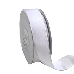 White Fabric Ribbon - Wired Woven Edge 25mm x 25M