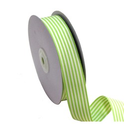 White/Green Stripe - Grosgrain Ribbon 25mm x 25M 