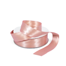 Double Sided Satin Ribbon - Woven Edge - 25mm x 25m - Metallic Rose Pink 