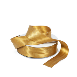 Double Sided Satin Ribbon - Woven Edge - 25mm x 25m - Metallic Gold 