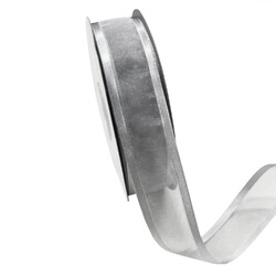 Silver Organza Ribbon with Satin Edge - 25mm X 25M