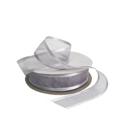 Silver Organza Ribbon with Satin Edge - 25mm X 25M