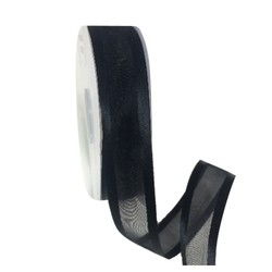 Black Organza Ribbon with Satin Edge 25mm X 25M