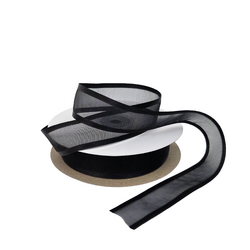 Black Organza Ribbon with Satin Edge 25mm X 25M