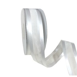 White Organza Ribbon with Satin Edge 25mm X 25M