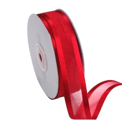 Red Organza Ribbon with Satin Edge 25mm X 25M