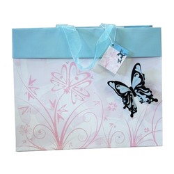 Butterfly Bag with 3D flocked butterfly - Blue