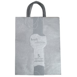 Medium Kraft Gift Bags - 5 Pack Metallic Silver