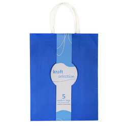 Medium Kraft Gift Bags - 5 Pack Blue