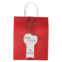 Medium Kraft Gift Bags - 5 Pack Red