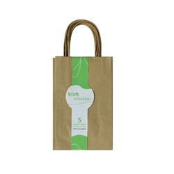 Small Kraft Gift Bags - 5 Pack Kraft Brown