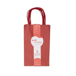 Small Kraft Gift Bags - 5 Pack Red