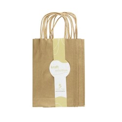 Small Kraft Gift Bags - 5 Pack Metallic Gold