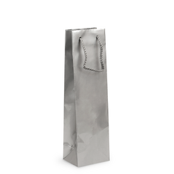 Gift Carry Bags - Glossy Silver - Wine Bottle 