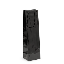 Gift Carry Bags - Glossy Black - Wine Bottle 