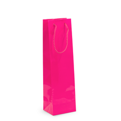 Gift Carry Bags - Glossy Hot Pink - Wine Bottle