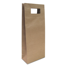 Kraft Bags - Premium Die Cut Kraft Brown Double Wine Bottle Gift Bag