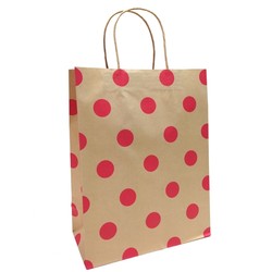 Kraft Bags - Medium - Red Dots