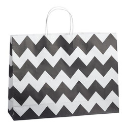 Kraft Bags - Boutique - Chevron - Black (Clearance - Handle Faulty)