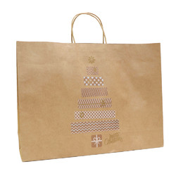 Kraft Bags - Metallic Present Tree - Boutique - Brown
