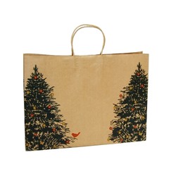 Kraft Bags - Christmas Tree Robin - Boutique - Brown