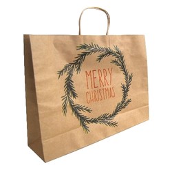 Kraft Bags - Christmas Wreath - Boutique - Brown